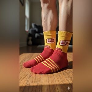 Oscar Mayer  Mens Fit Size 6-12 Crew Socks Novelty Gift Gag Funny Food New